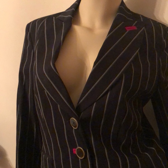 Les Copains sz 42 (11) pin striped suit Black HOT - Picture 3 of 8